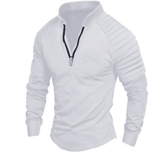 Herren Slim-Fit Troyer mit gesteppter Schulterpasse und halbem Reißverschluss Shop Nory