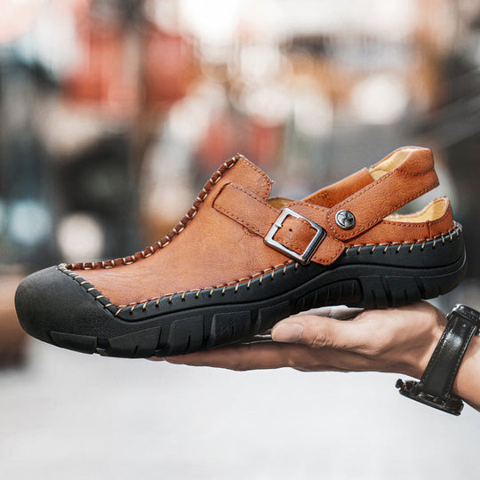 Herren Clogs aus hochwertigem Leder mit komfortablem Riemen und rutschfester Sohle