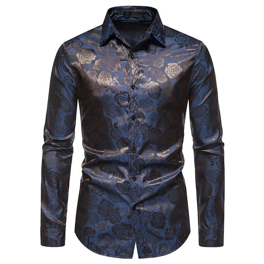 Herren Hemd mit floralen Prägungen und elegantem Glanz