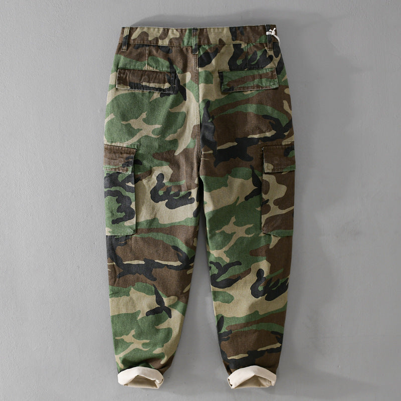 Herren Slim-Tapered Cargohose im Military-Stil mit Gummibündchen und Klappentaschen Shop Nory