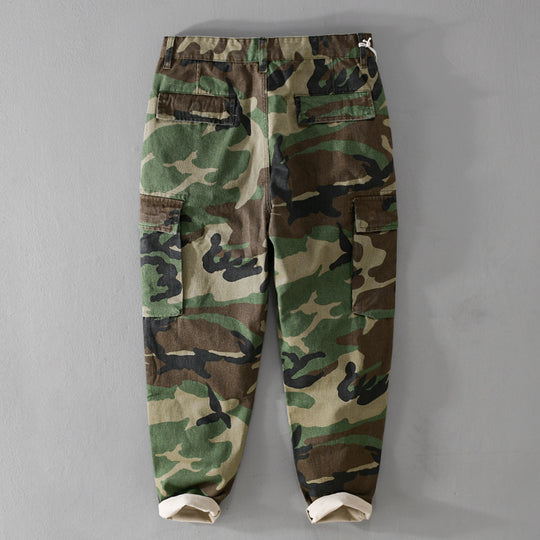 Herren Slim-Tapered Cargohose im Military-Stil mit Gummibündchen und Klappentaschen Shop Nory