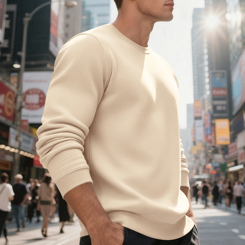 Herren lässiger Rundhals-Sweatshirt aus hochwertigem Baumwollmix mit strukturiertem Material