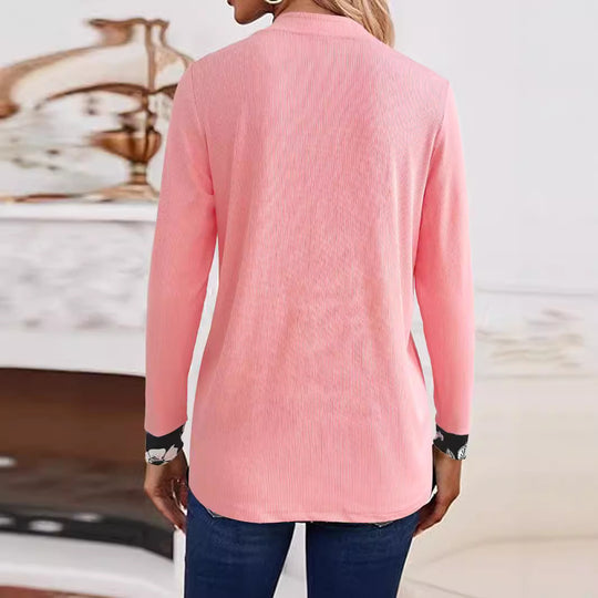 Damen Offener Longcardigan mit strukturierter Crinkle‑Optik und floralem Einsatztop Shop Nory