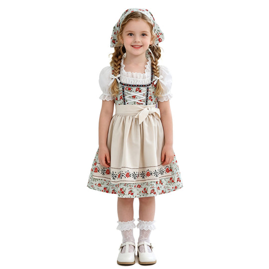 Damen nan Kinderdirndl Trachtenkleid mit Spitzenbluse Schürze und Kopftuch Shop Nory