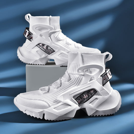 Herren Futuristische High-Top Strick-Sneaker mit Exoskelett-Fersenstütze Shopy Nory