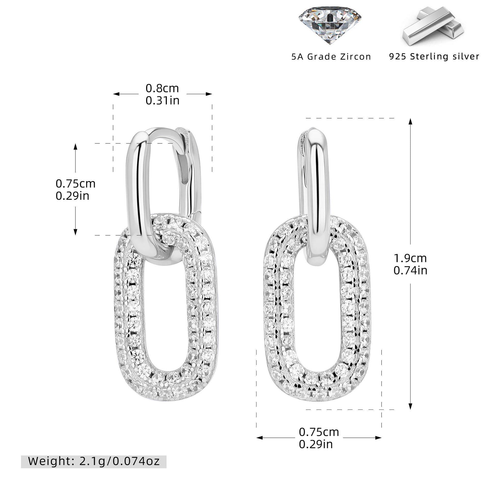 Damen Ohrringe mit funkelndem Zirconbesatz aus hochwertigem 925 Sterling Silber Shop Nory