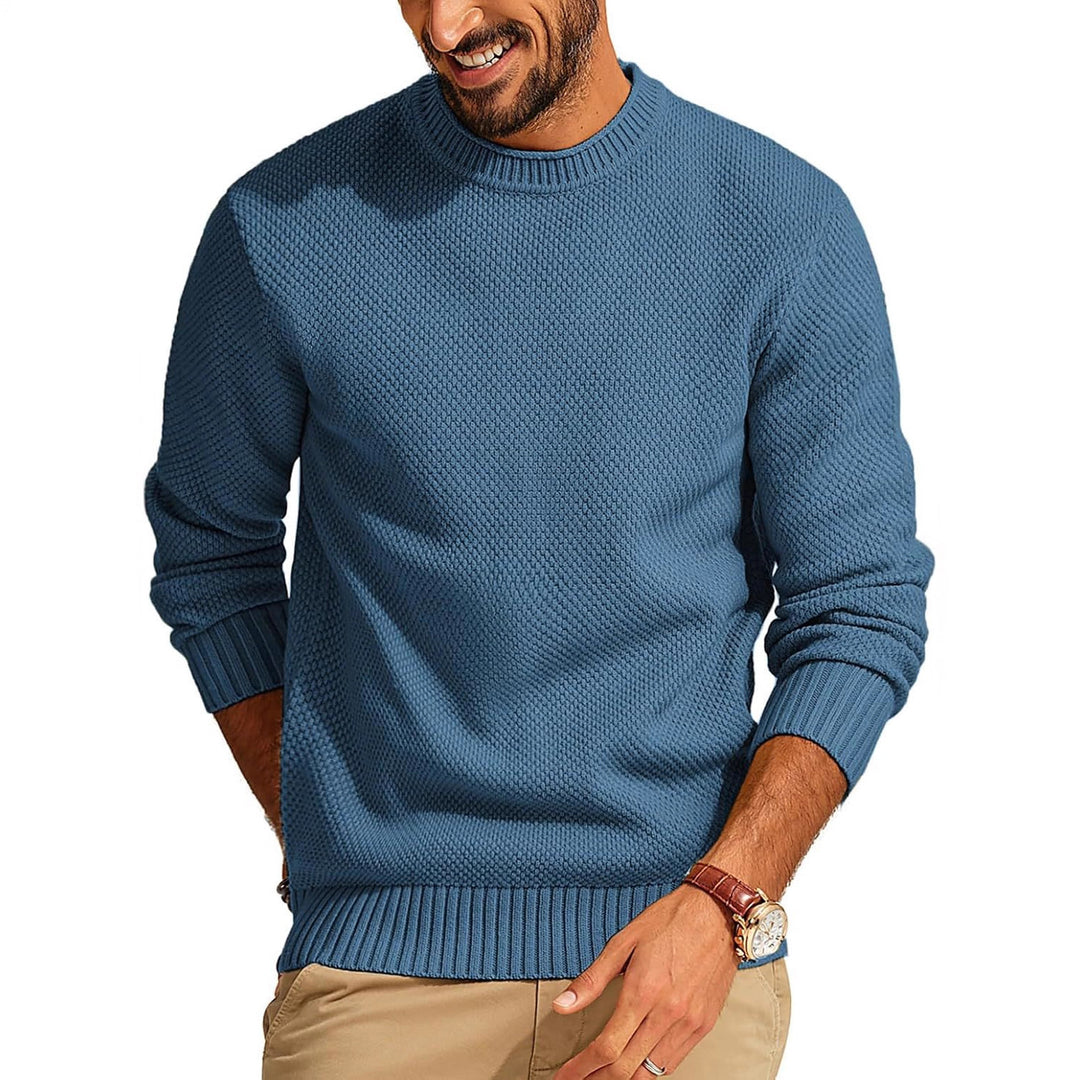 Herren Waffelstrick-Pullover mit Rundhalsausschnitt Shop Nory