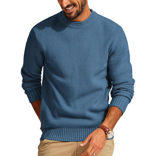 Herren Waffelstrick-Pullover mit Rundhalsausschnitt Shop Nory