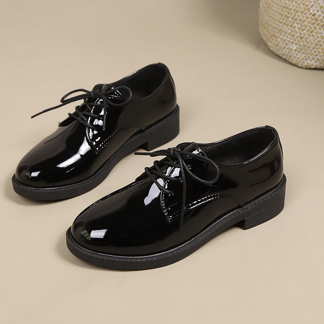 Damen klassische Schnürschuhe mit glänzender Oberfläche