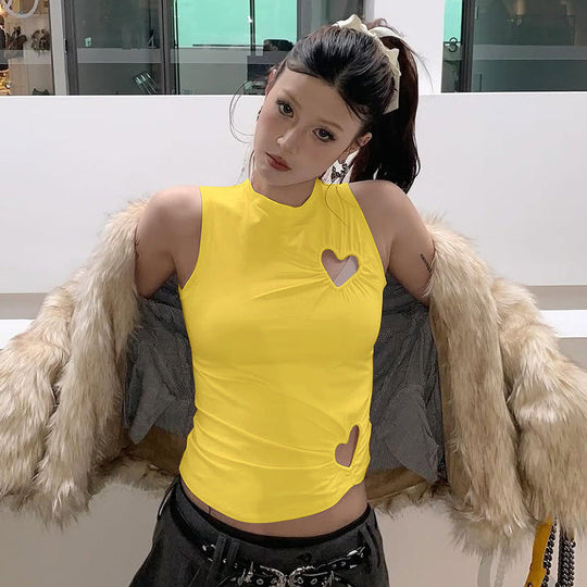 Damen modisches Trägershirt mit herzförmigem Cut-out und figurformendem Schnitt Shopnory