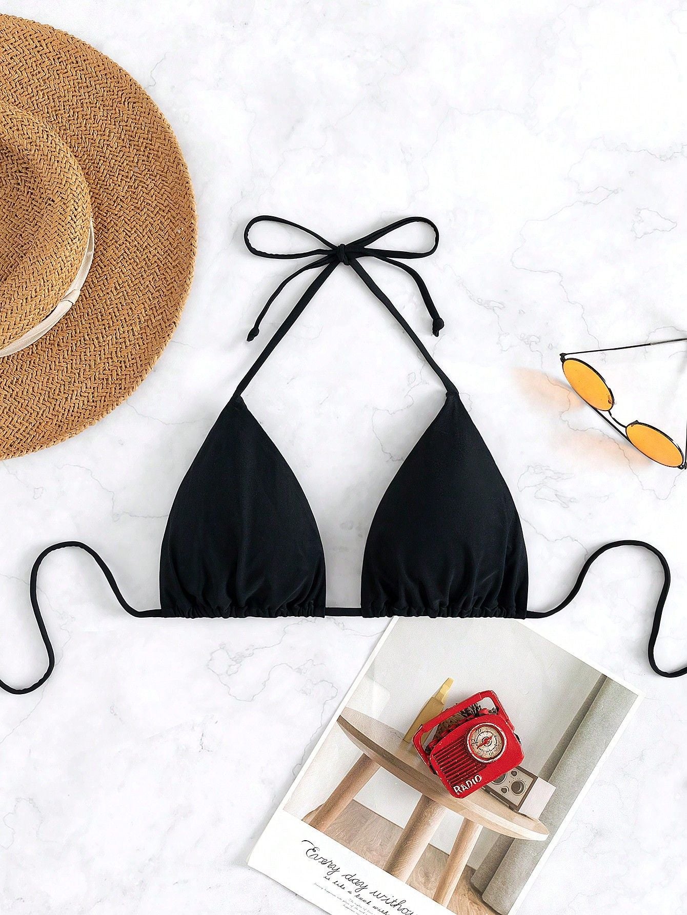 Damen Triangel-Bikini mit verstellbaren Bändern und elastischem Taillenbund