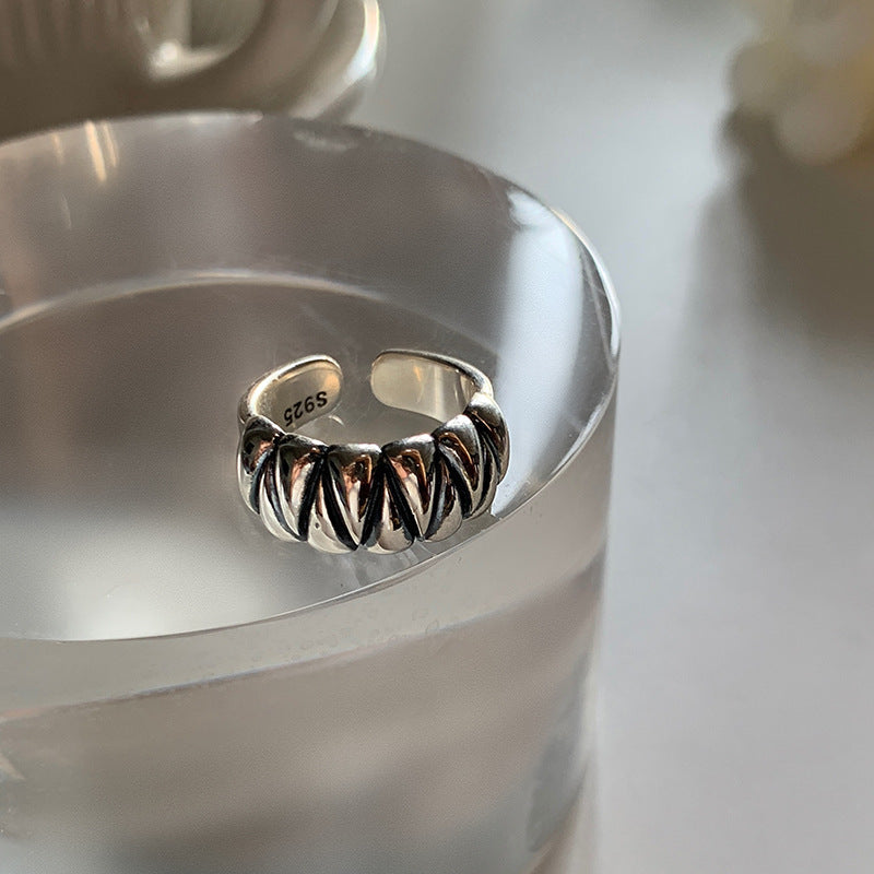 Damen Modischer Ring im modernen Wellen-Design Shop Nory
