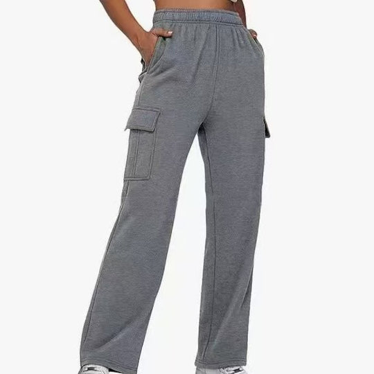Damen nan relaxed-fit Cargo-Jogginghose mit geradem Bein, Elastikbund und aufgesetzten Klappentaschen Shop Nory