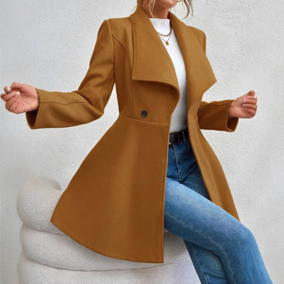Damen Elegante Doppelreihige Wolljacke