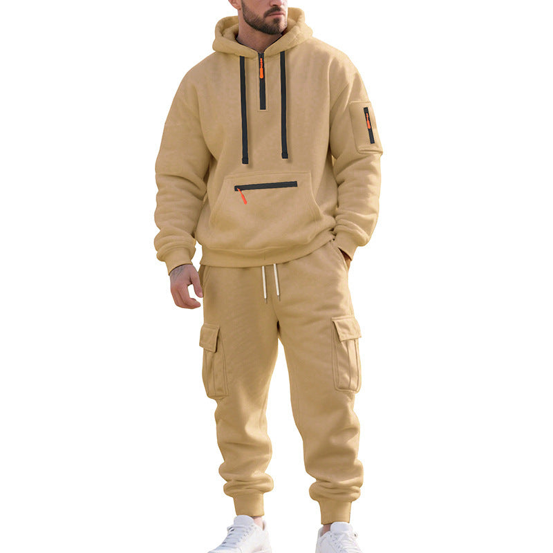 Herren Urbane Cargo-Jogging-Set mit Utility-Hoodie, Reißverschluss-Details und Cargo-Joggers Shop Nory
