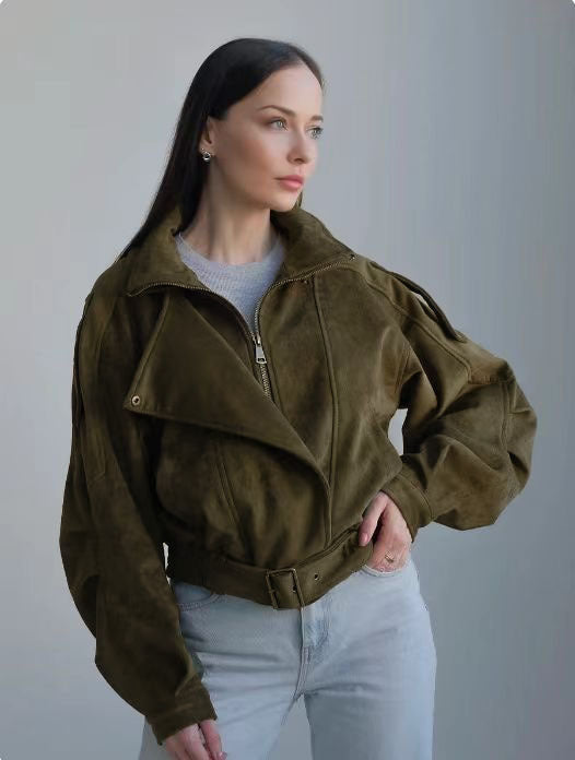 Damen Modische und elegante Wildlederjacke