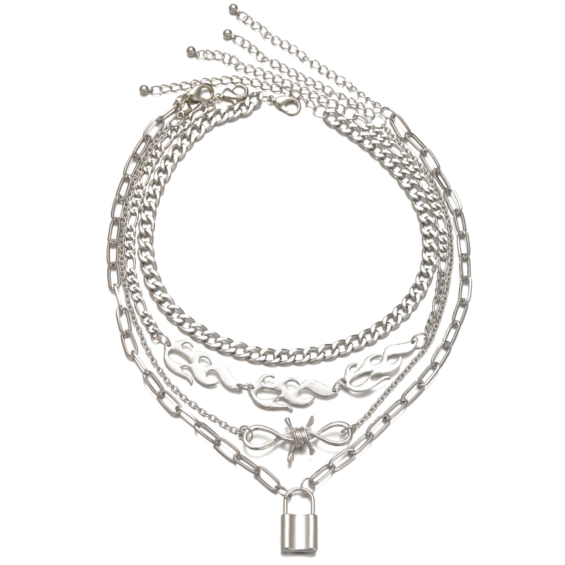 Damen mehrlagige Kette mit einzigartigem Flammen-Design Shop Nory