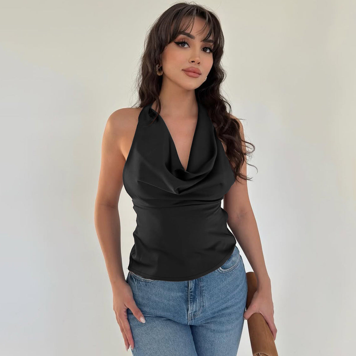 Damen Elegantes Open-Back Top mit langem Rückenausschnitt Shopnory