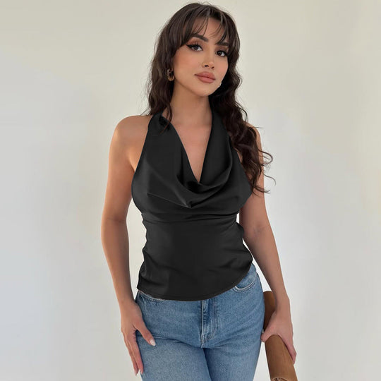 Damen Elegantes Open-Back Top mit langem Rückenausschnitt Shopnory