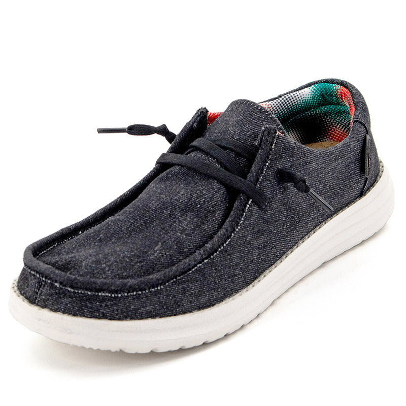 Herren Legerer Canvas-Mokassin-Slipper mit geflochtener Schnürung und gefleckter EVA-Sohle Shopy Nory