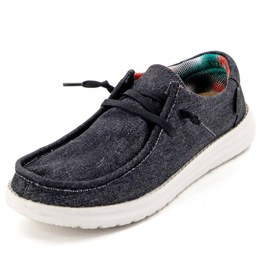 Herren Legerer Canvas-Mokassin-Slipper mit geflochtener Schnürung und gefleckter EVA-Sohle Shopy Nory