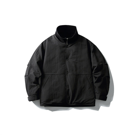 Herren Oversize wattierte Freizeitjacke mit Rippkragen und Druckknopfleiste Shop Nory