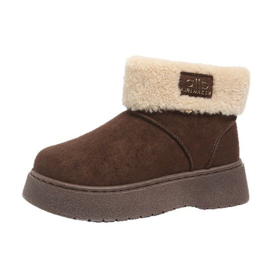 Damen Gefütterte Plateau‑Winterstiefeletten mit Teddyfell‑Kragen und rutschfester Profilsohle Shop Nory