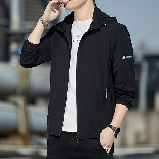 Herren Ultraleichte Wind- und Regenjacke mit Kapuze, Packfunktion und Reißverschlusstaschen Shop Nory