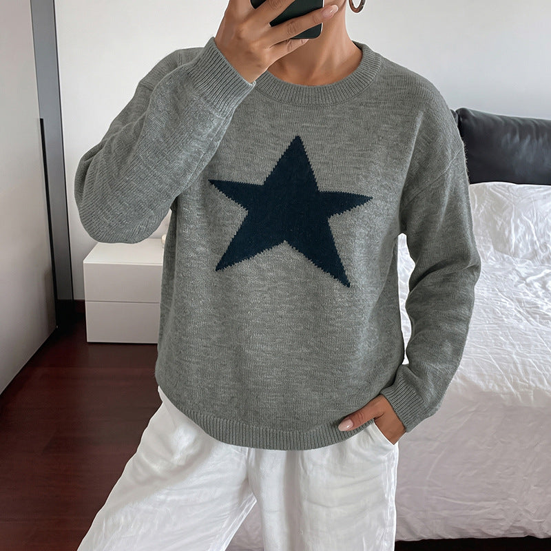Damen Relaxed-Strickpullover mit Stern-Intarsie, Rundhalsausschnitt & lässigem Sitz Shop Nory