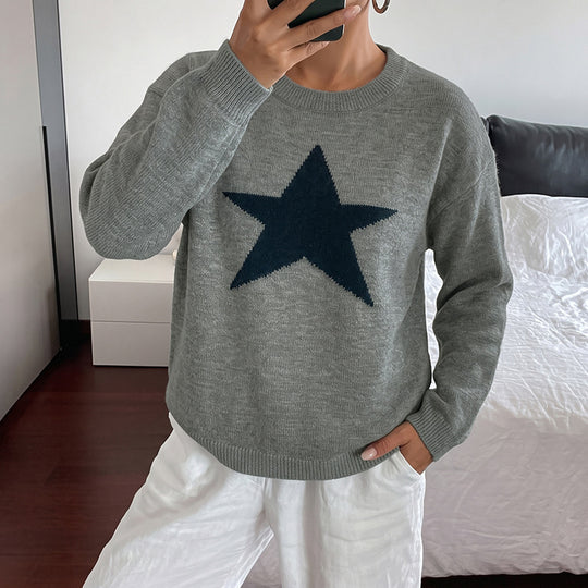 Damen Relaxed-Strickpullover mit Stern-Intarsie, Rundhalsausschnitt & lässigem Sitz Shop Nory