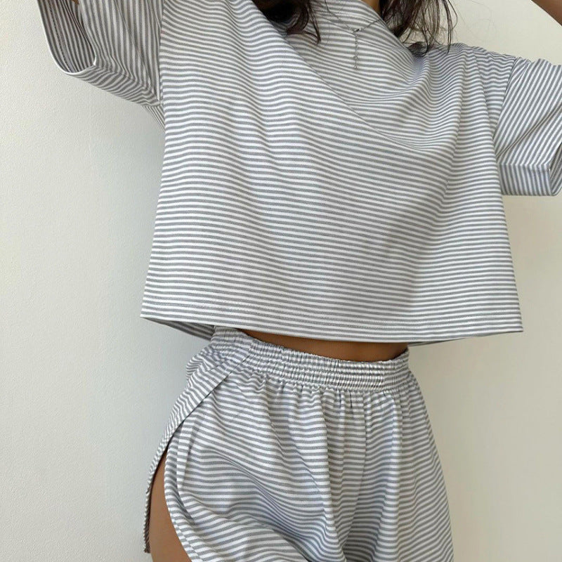 Damen stylisches Freizeit-Set mit lockerem Kurzarm-Top und Shorts