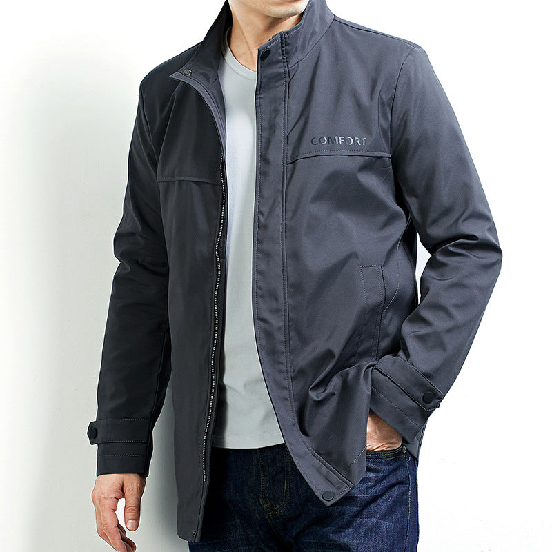 Herren Leichter wasserabweisender Kurzmantel mit Stehkragen und verdecktem Reißverschluss Shop Nory