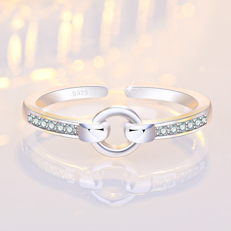 Damen Offener Ring mit funkelnden Zirkonia und eleganter Silberverarbeitung Shop Nory