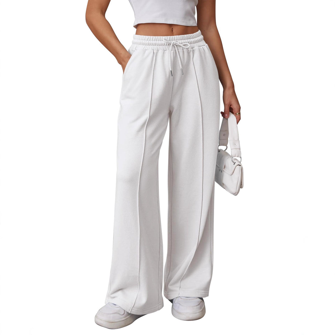 Damen nan Palazzo-Jogginghose mit doppeltem Komfortbund, Ziernahtvorderseite und Eingrifftaschen Shop Nory