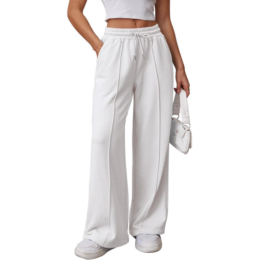 Damen nan Palazzo-Jogginghose mit doppeltem Komfortbund, Ziernahtvorderseite und Eingrifftaschen Shop Nory