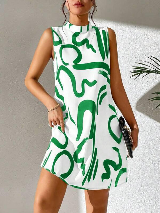 Damen Minimalistisches Cocktailkleid mit modernem grafischen Muster