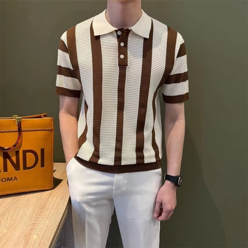 Herren Modisches Kurzärmliges Strickpoloshirt Shop Nory