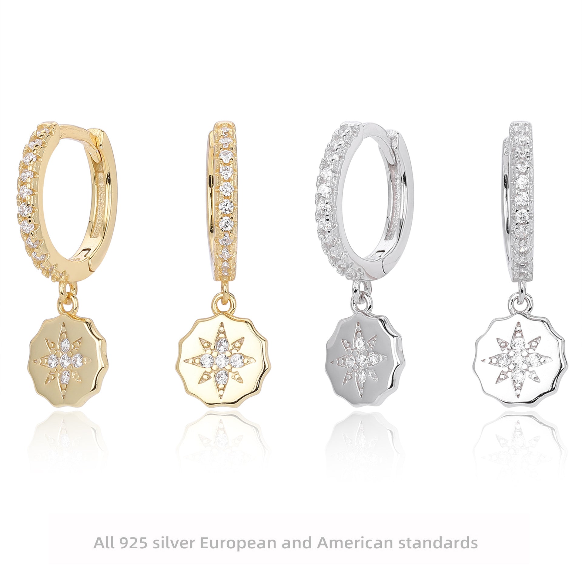 Damen Ohrhänger mit funkelndem Zirkonanhänger aus hochwertigem 925 Sterling Silber Shop Nory