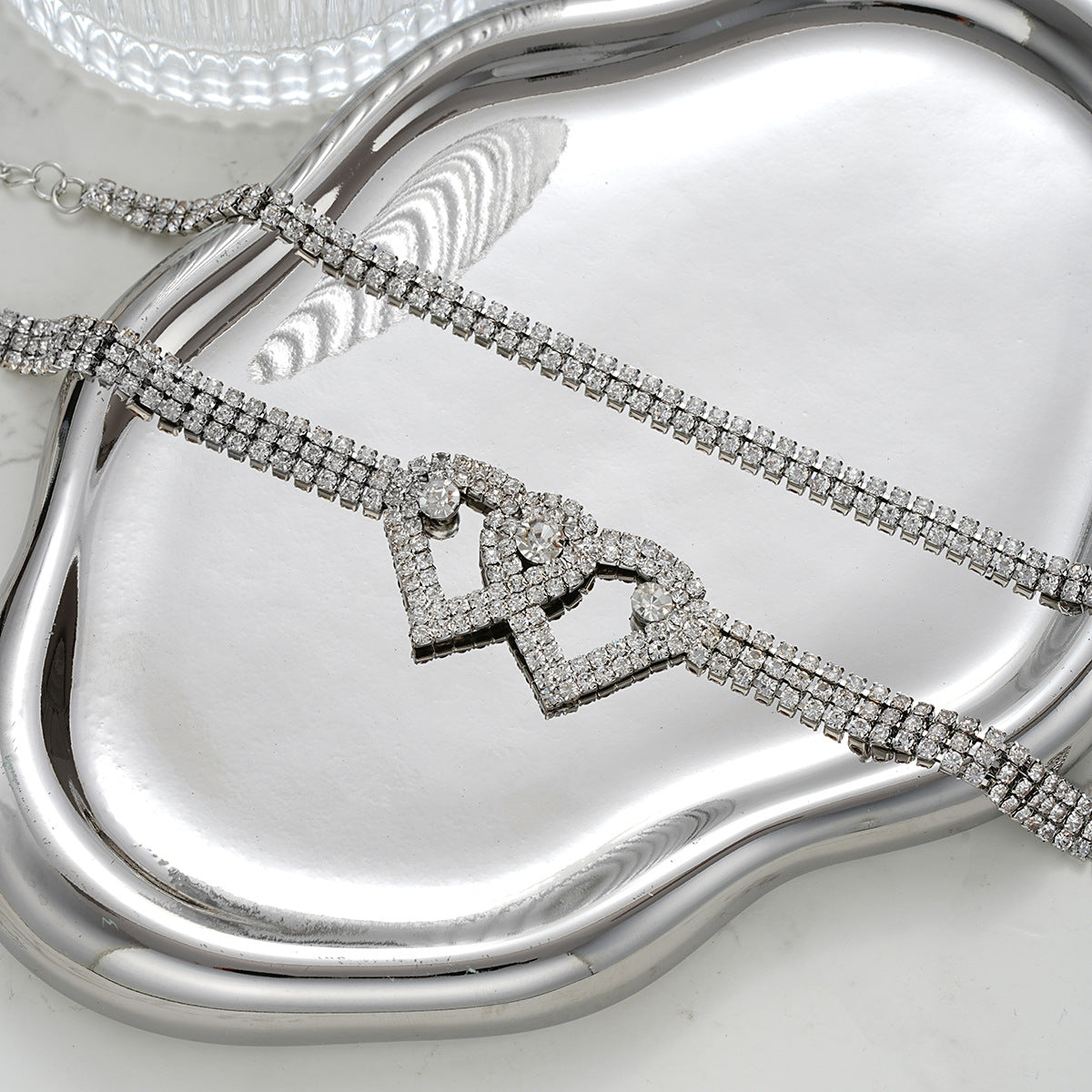 Damen Fußkettchen-Set mit funkelnden Herzen und eleganten Kristallen Shop Nory