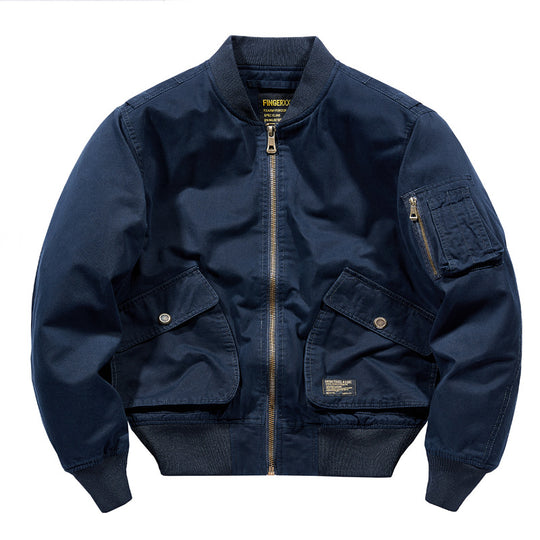 Herren Kurzgeschnittene Canvas-Bomberjacke im Utility‑Field‑Stil mit Taschenorganizer Shop Nory