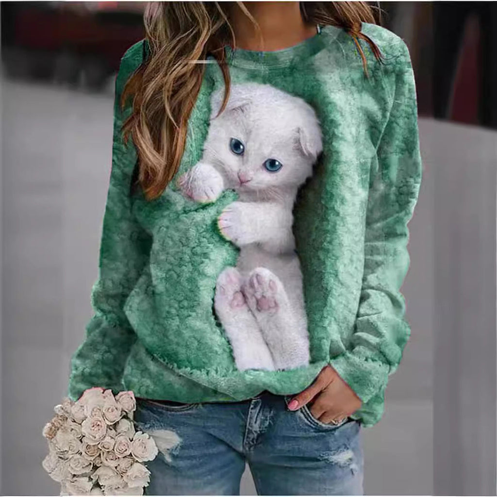 Damen Sweatshirt mit niedlichem Tiermotiv