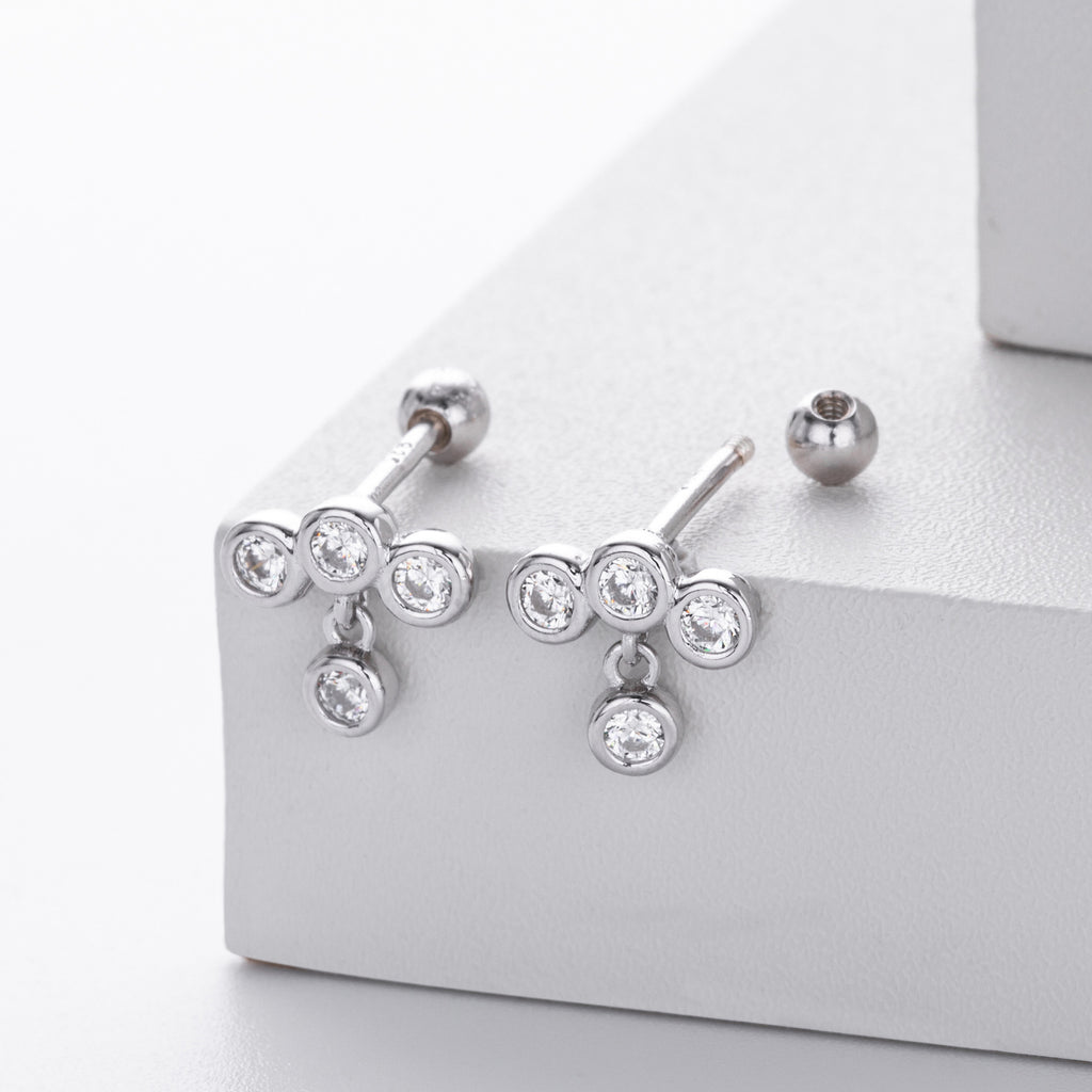Damen Ohrstecker mit schwebendem Zircon-Dreifach-Design Shop Nory
