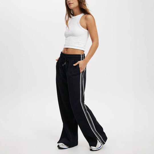 Damen Weite Jogginghose mit Kordelzug, elastischem Bund & seitlichen Kontraststreifen Shop Nory