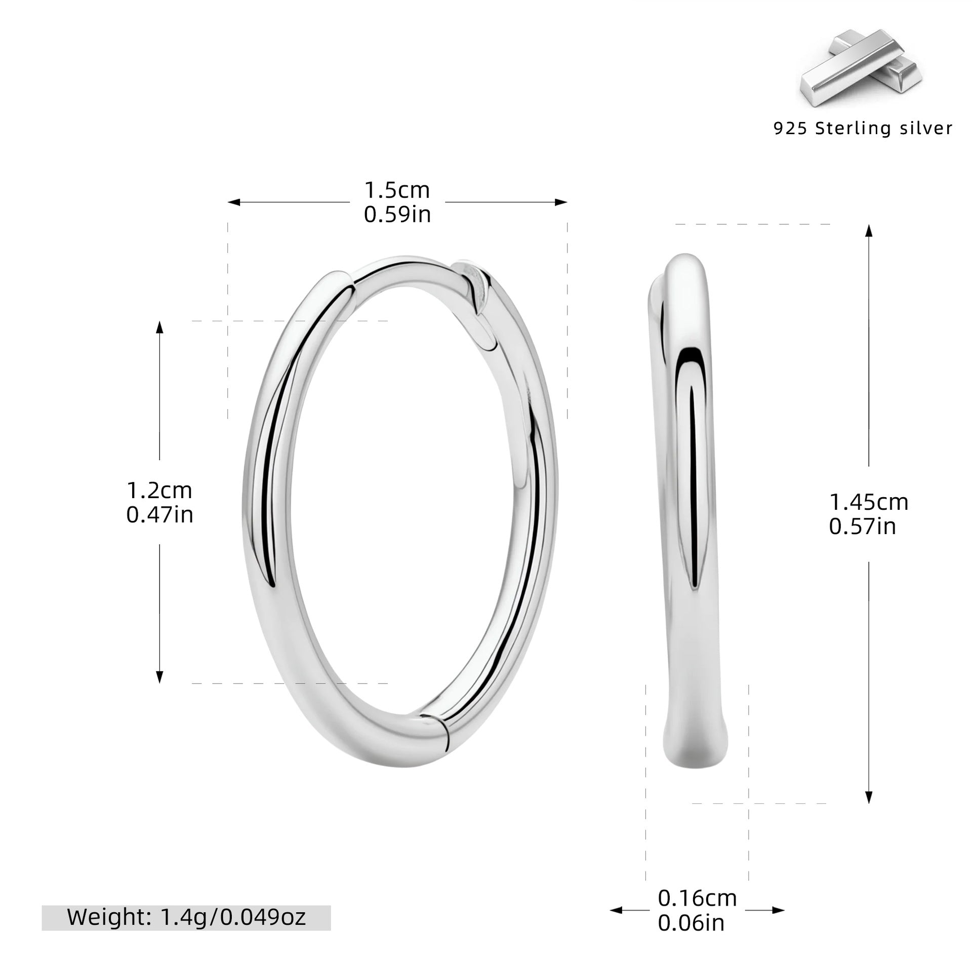 Damen Creolen mit modernem, geschwungenem Design aus 925 Sterling Silber Shop Nory