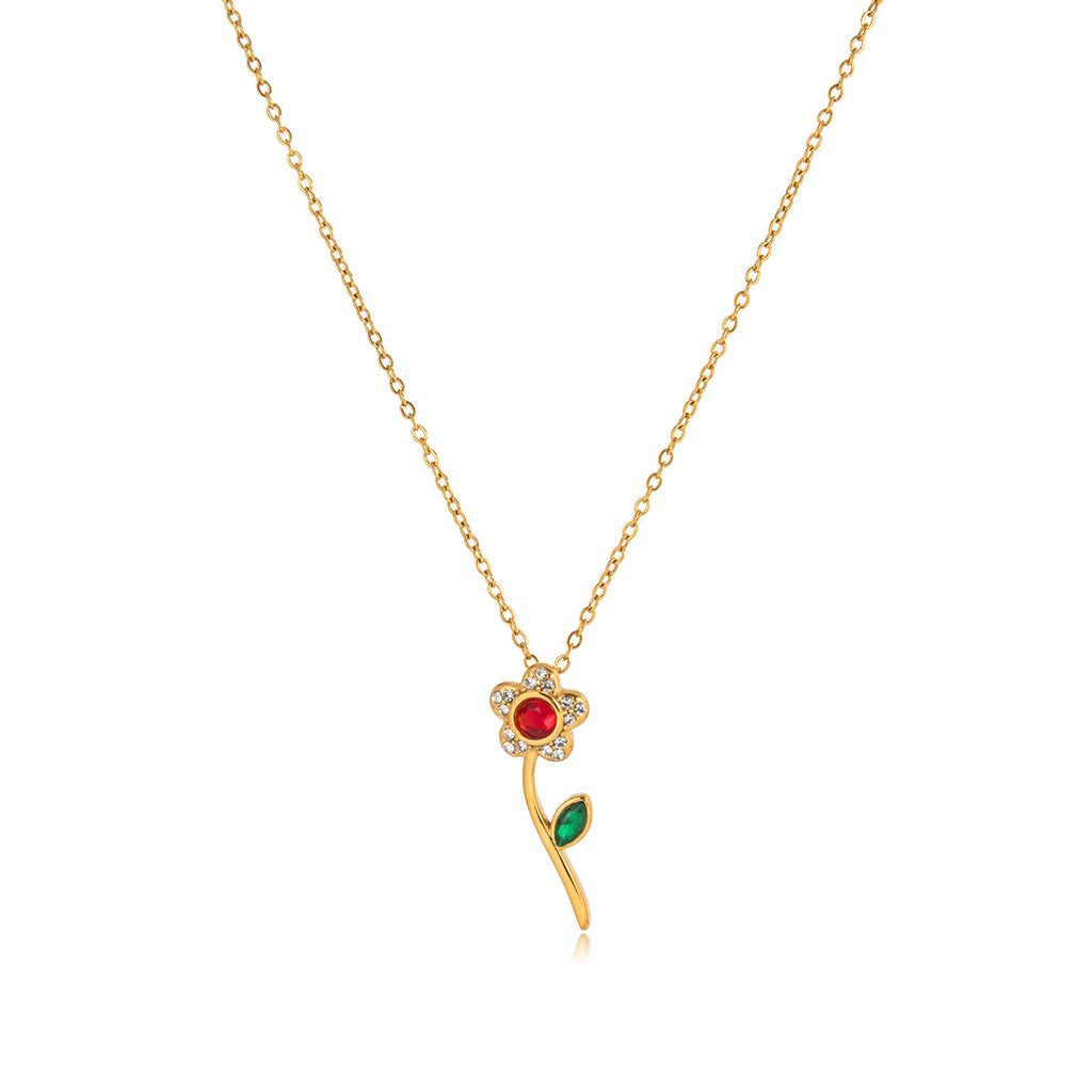 Damen Halskette mit floralen Anhängern und hochwertiger Edelstahlverarbeitung Shop Nory