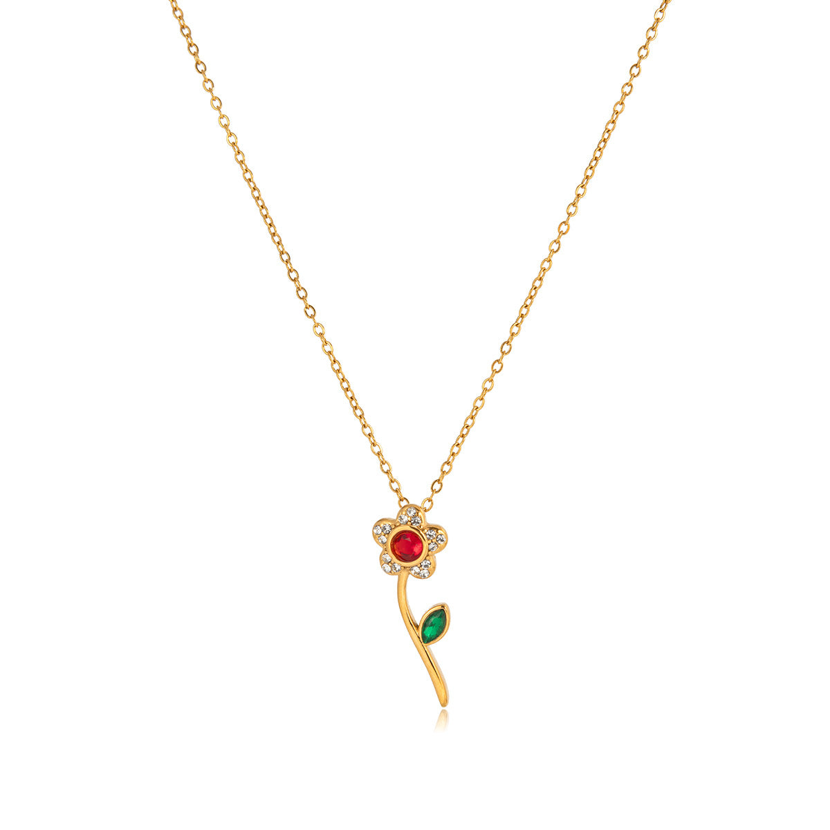 Damen Halskette mit floralen Anhängern und hochwertiger Edelstahlverarbeitung Shop Nory