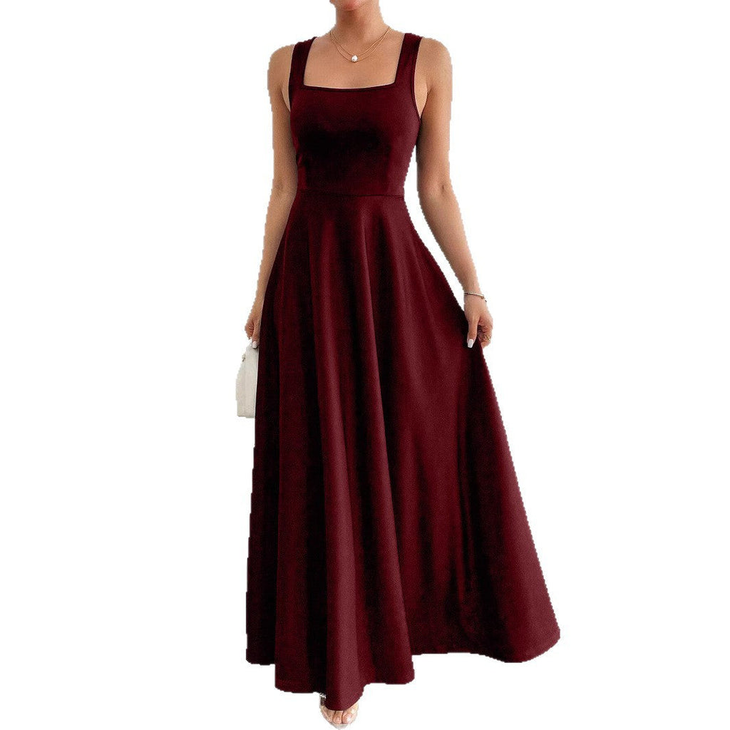 Elegantes Damen Maxikleid mit weichem Schnitt & quadratischem Ausschnitt
