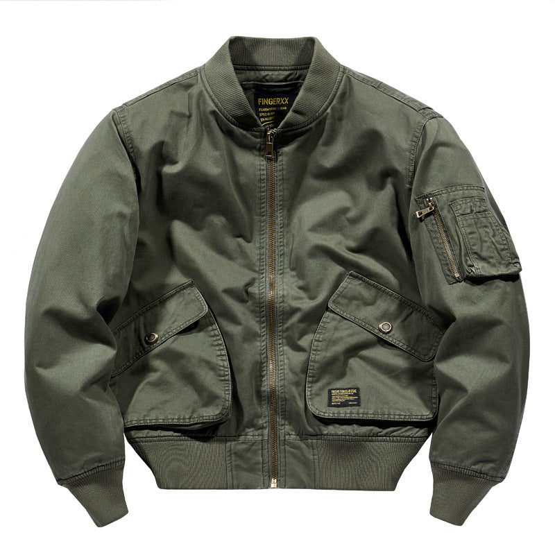 Herren Kurzgeschnittene Canvas-Bomberjacke im Utility‑Field‑Stil mit Taschenorganizer Shop Nory