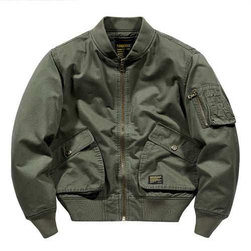 Herren Kurzgeschnittene Canvas-Bomberjacke im Utility‑Field‑Stil mit Taschenorganizer Shop Nory