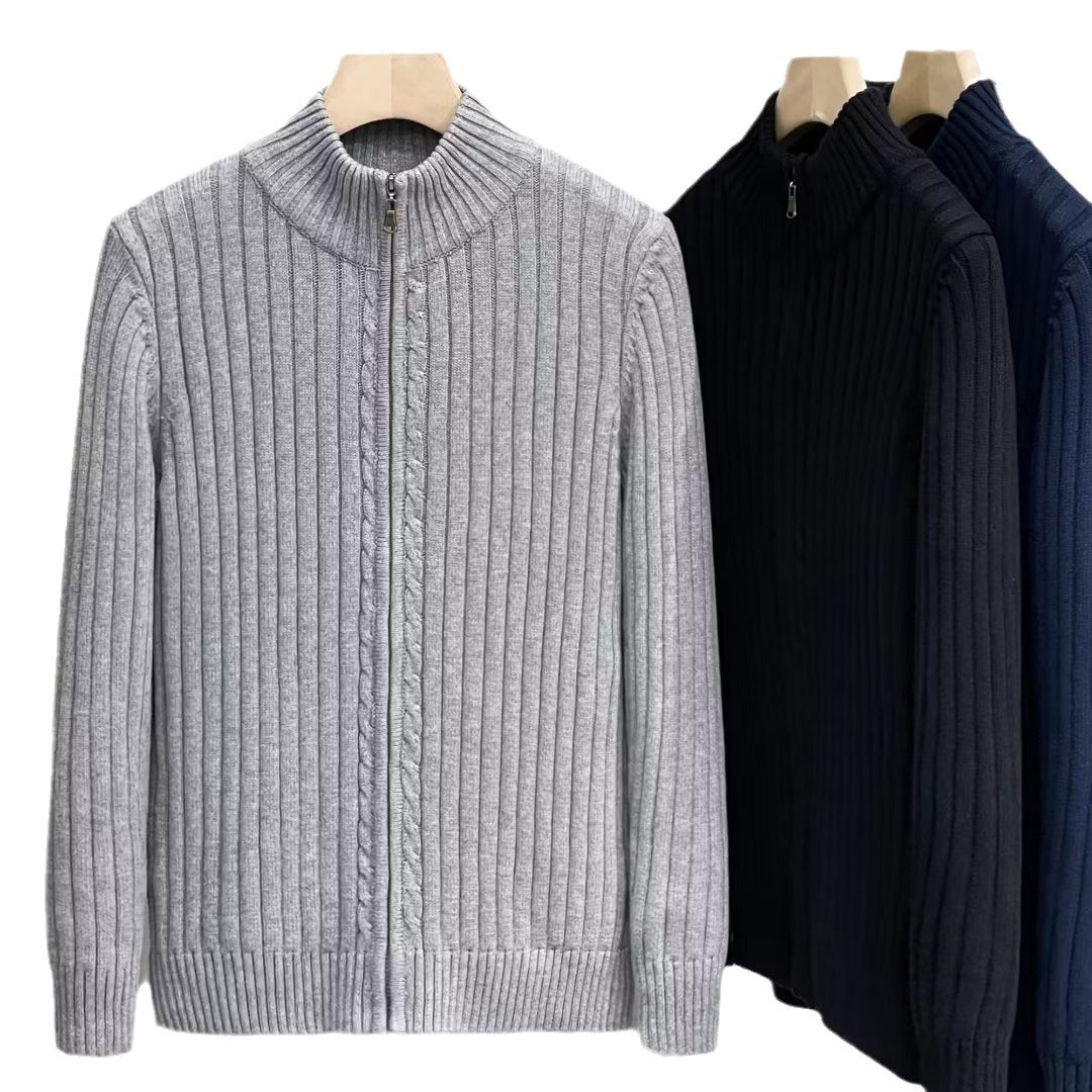 Herren Modische Strickjacke mit Reißverschluss und Rippenstruktur Shop Nory